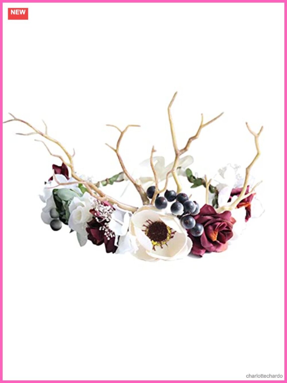 Deer Flower Crown Headband Floral Headpiece Halo Faux Flowers